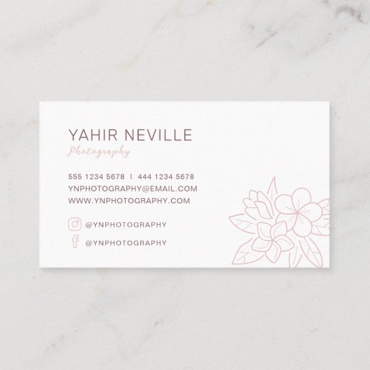 Elegant Roze Bloemen Logo Visitekaartje (Achterkant)