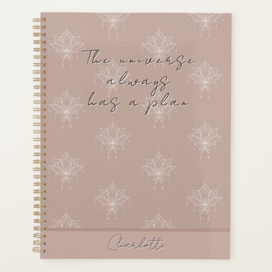Elegant Roze  Bloemen Lotus Universum Plan Planner (Voorkant)