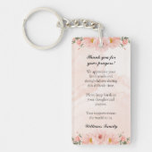 Elegant Roze Bloemen Memorial Gebed Sleutelhanger (Voorkant)