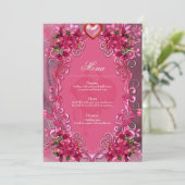 Elegant roze bloemen menu (Staand voorkant)