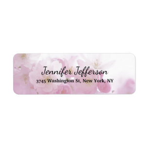 Elegant roze bloemen modern handschrift effen etiket