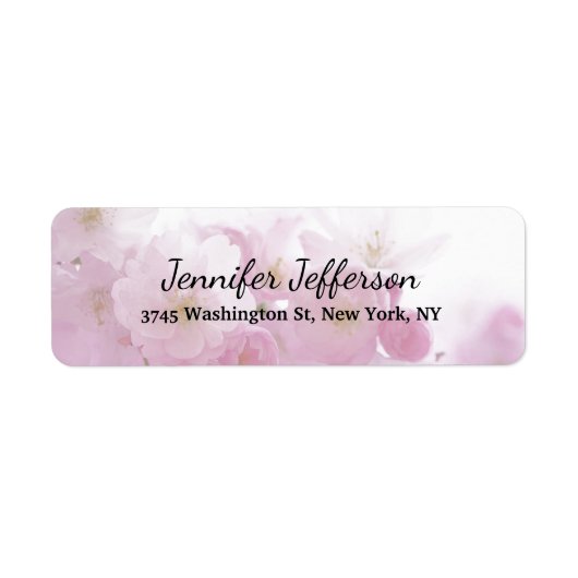 Elegant roze bloemen modern handschrift effen etiket (Voorkant)