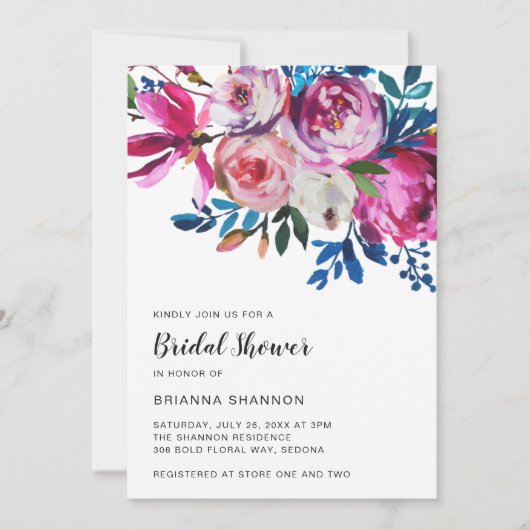 Elegant Roze Bloemen Modern Vrijgezellenfeest Kaart (Voorkant)