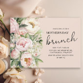 Elegant Roze Bloemen Moederdag Brunch Kaart