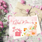 Elegant Roze Bloemen Moederdag Wenskaart Bedankkaart