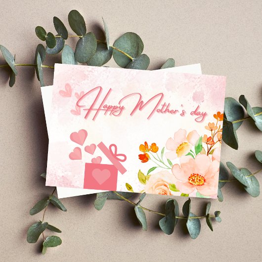 Elegant Roze Bloemen Moederdag Wenskaart Bedankkaart