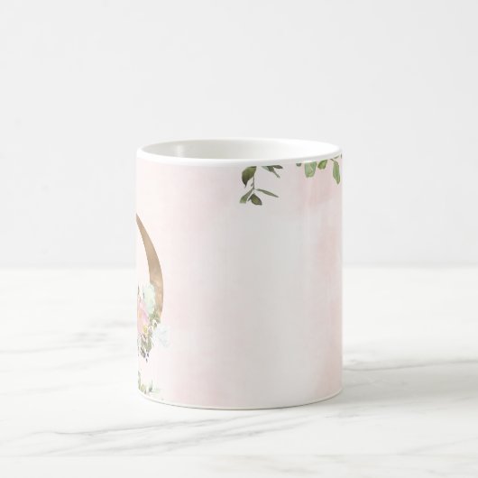 Elegant Roze Bloemen Monogram D Koffie Mok (Center)