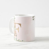 Elegant Roze Bloemen Monogram F Koffie Mok (Voorkant links)