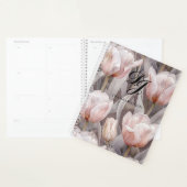 Elegant Roze Bloemen Monogram Gepersonaliseerde Na Planner (Display)