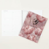 Elegant Roze Bloemen Monogram Gepersonaliseerde Na Planner (Display)