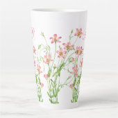 Elegant  Roze Bloemen Monogram Groot Latte Mok (Voorkant)
