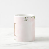 Elegant Roze Bloemen Monogram H Koffie Mok (Center)
