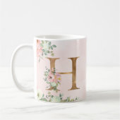 Elegant Roze Bloemen Monogram H Koffie Mok (Links)