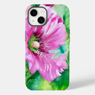 Elegant Roze Bloemen Monogram Hoesje-Mate iPhone C 14 Hoesje