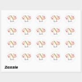 Elegant Roze Bloemen Monogram Initiaal Gouden Lett Ronde Sticker (Vel)