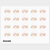 Elegant Roze Bloemen Monogram Initiaal Gouden Lett Ronde Sticker (Vel)
