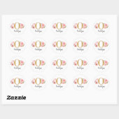 Elegant Roze Bloemen Monogram Initiaal Gouden Lett Ronde Sticker (Vel)