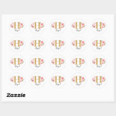 Elegant Roze Bloemen Monogram Initiaal Letter H Ronde Sticker (Vel)