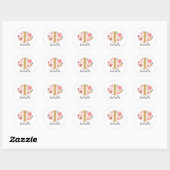 Elegant Roze Bloemen Monogram Initiaal Letter I Ronde Sticker (Vel)