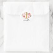 Elegant Roze Bloemen Monogram Initiaal Letter I Ronde Sticker (Tas)