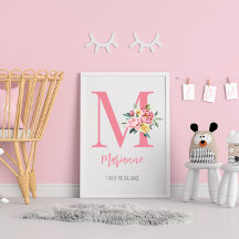Elegant Roze Bloemen Monogram Initiaal
