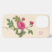 Elegant  Roze Bloemen Monogram iPhone Hoesje (Achterkant horizontaal)