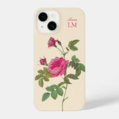 Elegant  Roze Bloemen Monogram iPhone Hoesje (Achterkant)