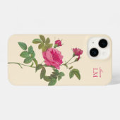 Elegant  Roze Bloemen Monogram iPhone Hoesje (Achterkant horizontaal)