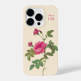 Elegant  Roze Bloemen Monogram iPhone 14 Plus Hoesje