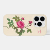 Elegant  Roze Bloemen Monogram iPhone Hoesje (Achterkant horizontaal)
