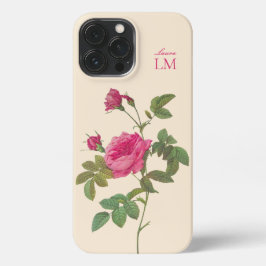 Elegant  Roze Bloemen Monogram iPhone 13 Pro Max Hoesje