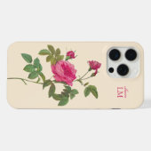Elegant  Roze Bloemen Monogram iPhone Hoesje (Achterkant horizontaal)