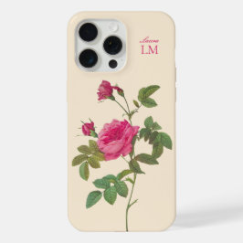 Elegant  Roze Bloemen Monogram iPhone 15 Pro Max Case