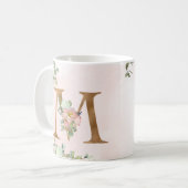 Elegant Roze Bloemen Monogram M Koffie Mok (Voorkant links)