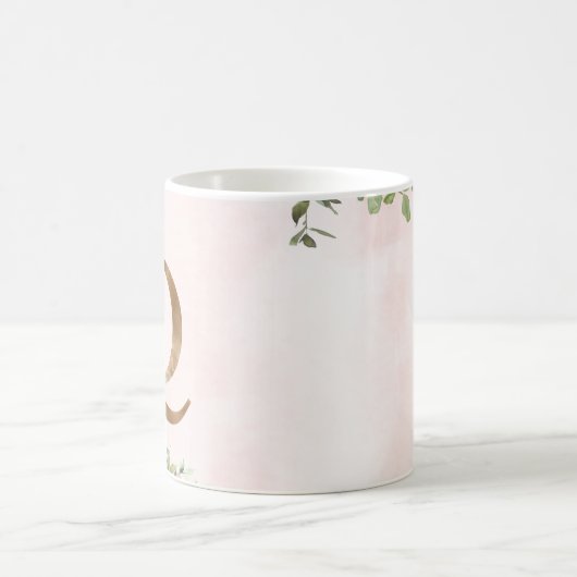 Elegant Roze Bloemen Monogram Q Koffie Mok (Center)