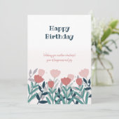 Elegant roze bloemen natuurlijke vogelkaarten kaart (Staand voorkant)