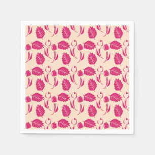 Elegant Roze Bloemen Patroon op Beige Servet