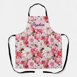 Elegant Roze Bloemen Patroon - Perfect voor elke O Schort