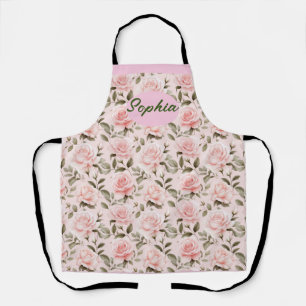 Elegant Roze Bloemen Patroon - Perfect voor elke O Schort
