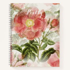 Elegant roze bloemen poëzie notitieboek