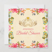 Elegant  Roze Bloemen Princess Vrijgezellenfeest Kaart (Voorkant)