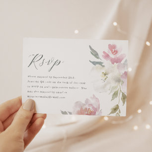 Elegant Roze Bloemen Quinceanera QR Code RSVP Kaartje