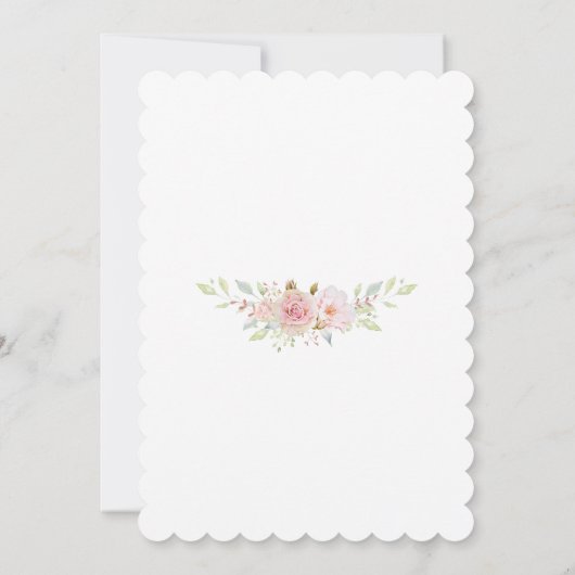 Elegant roze bloemen Roos Gold Cross-Baptisme Kaart (Achterkant)