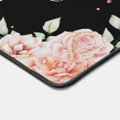 Elegant Roze Bloemen Roos Goud Glitter Monogram Bureaumat (Hoek)