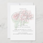 Elegant roze bloemen typografie Baby shower Kaart (Voorkant)