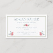 Elegant roze bloemen Visitekaartje Waterverf (Achterkant)