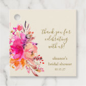 Elegant Roze Bloemen Vrijgezellenfeest Custom Dank Bedankjes Labels (Voorkant)