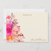 Elegant Roze Bloemen Vrijgezellenfeest Custom Dank Bedankkaart (Voorkant)