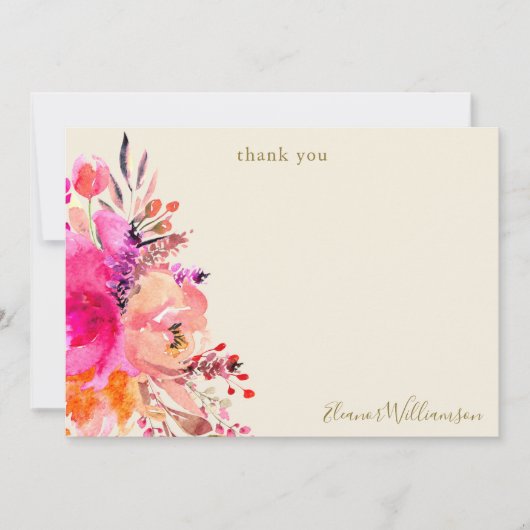 Elegant Roze Bloemen Vrijgezellenfeest Custom Dank Bedankkaart (Voorkant)