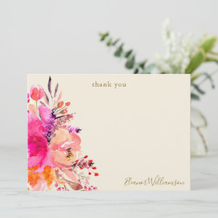 Elegant Roze Bloemen Vrijgezellenfeest Custom Dank Bedankkaart